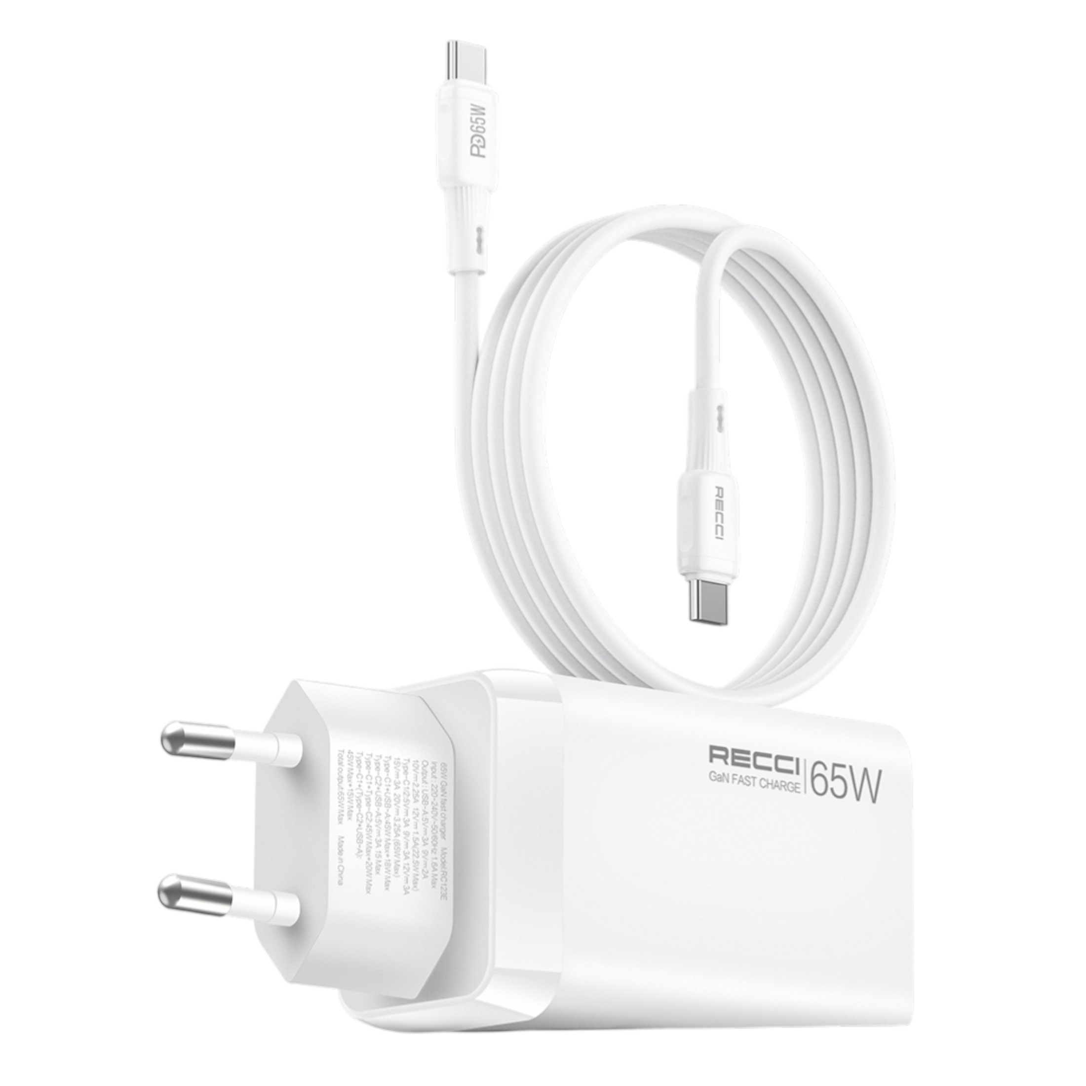 Chargeur Ultra-Rapide 65W - Boitier et Câble - RECCI – Modèle RC123ECC